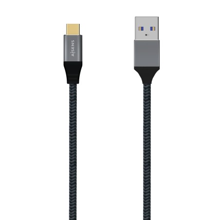 AISENS Cable USB 3.1 Gen2 Aluminio 10Gbps 3A, Tipo USB-C M-A M, Gris, 2.0M