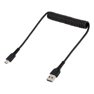 StarTech.com Cable de 50cm de Carga USB A a USB C, Cable USB Tipo C Rizado de Carga Rápida y Servicio Pesado, Cable USB 2.0 A a