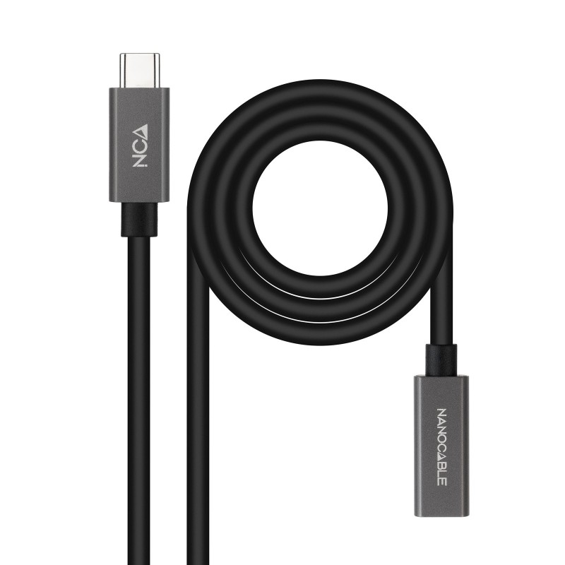 Nanocable Cable Prolongador USB-C 3.2 Gen2x2 20Gbps 3A, 4K 60Hz, USB-C M-USB-C H, Negro, 2 m