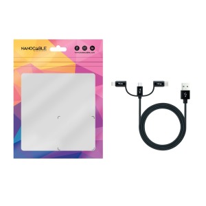 Nanocable Cable USB 3 en 1 Carga Datos USB-A a USB-C Micro USB Lightning 1 m, Negro