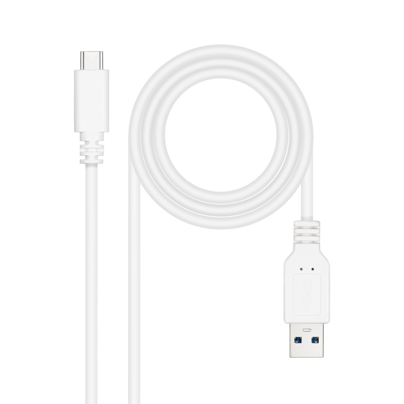 Nanocable Cable USB 3.1, Gen2 10 Gbps 3A, tipo USB-C M-A M, Blanco, 0.5 m
