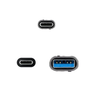 Nanocable Cable USB 3.2 Gen2x2 20Gbps 5A 100W, USB-C+USB-A M a USB-C M, Gris Negro, 1.5m