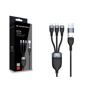 Conceptronic ETTA06B15 cable USB USB 2.0 1,5 m USB C USB C Micro-USB B Lightning Negro