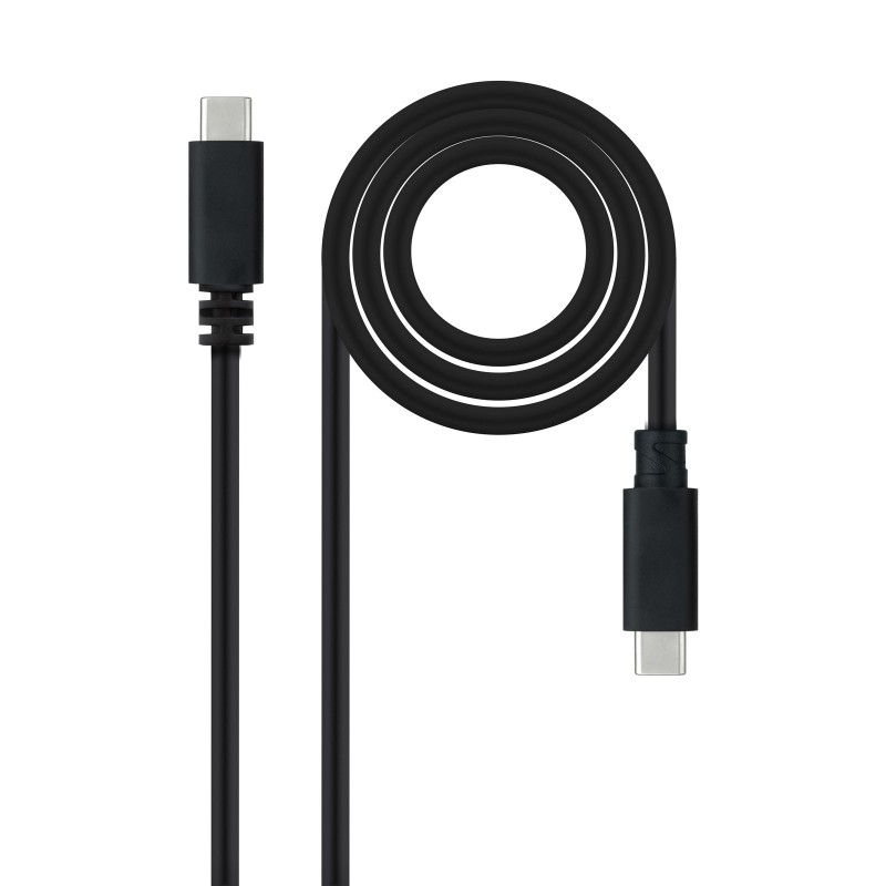 Nanocable Cable USB 2.0 3A, tipo USB-C M-USB-C M, Negro, 1.5 m
