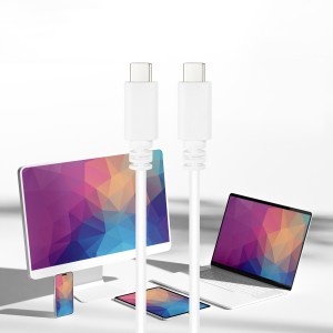 Nanocable Cable USB 2.0 3A, tipo USB-C M-USB-C M, Blanco, 1 m