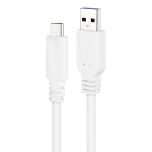 Nanocable Cable USB 2.0 3A, tipo USB-C M-A M, Blanco, 1 m
