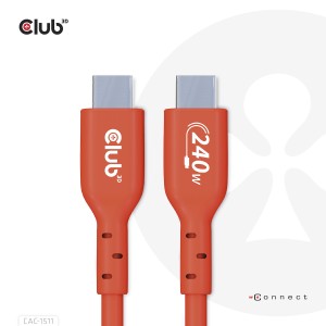 CLUB3D Cable certificado USB2 tipo C bidireccional USB-IF Datos 480 Mb, PD 240 W (48 V 5 A) EPR M M 1 m 3,23 pies