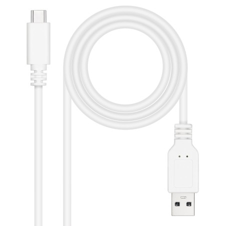 Nanocable Cable USB 2.0 3A, tipo USB-C M-A M, Blanco, 3 m