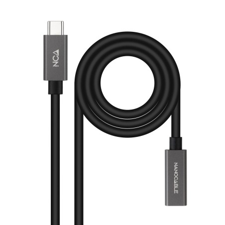 Nanocable Cable Prolongador USB-C 3.2 Gen2x2 20Gbps 3A, 4K 60Hz, USB-C M-USB-C H, Negro, 1.5 m