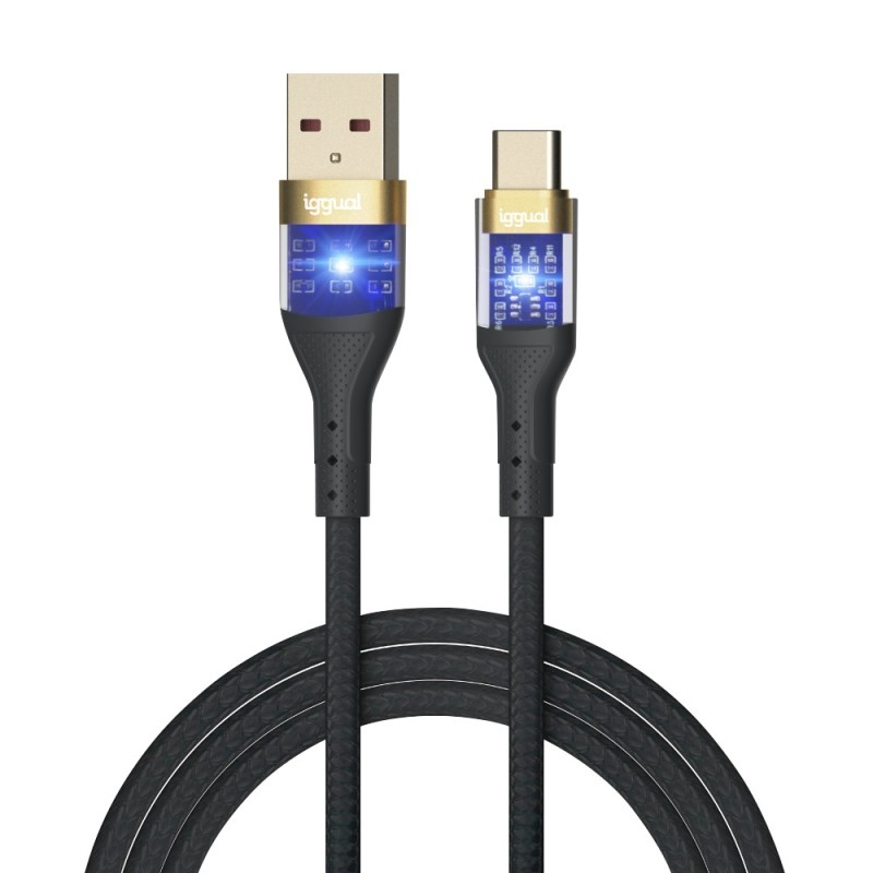 iggual Cable USB-A a tipo C 3A 100 cm trenzado LED