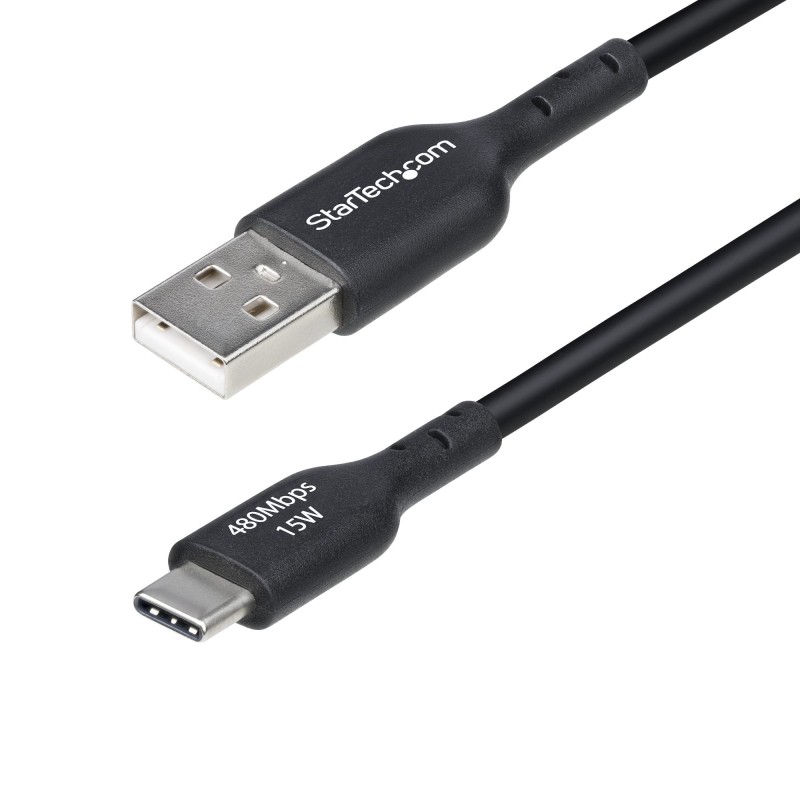 StarTech.com Cable de Carga USB-A a USB-C de 15cm - Cable Cargador USB-A a USB Tipo C - Cable USB 2.0 - 3A - Recubrimiento de