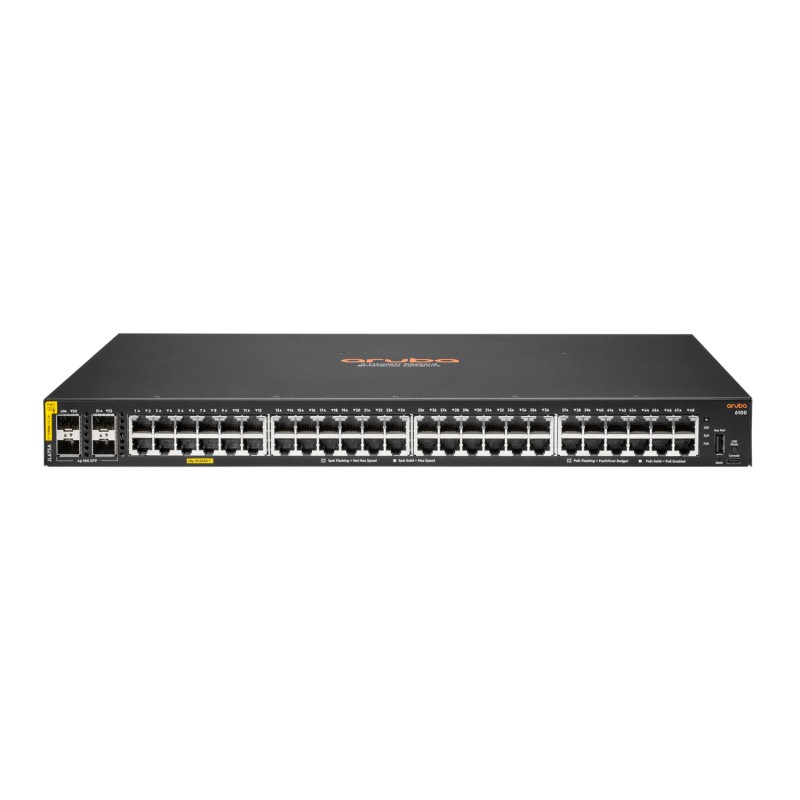 Aruba Networking 6100 48G Class4 PoE 4SFP+ 370W Gestionado L3 Gigabit Ethernet (10/100/1000) Energía sobre Ethernet (PoE) 1U Neg