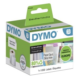 DYMO LW etiquetas auténticas multiusos | 57 mm × 32 mm | rollo de 1000 etiquetas con reverso fácil de retirar | autoadhesivas |