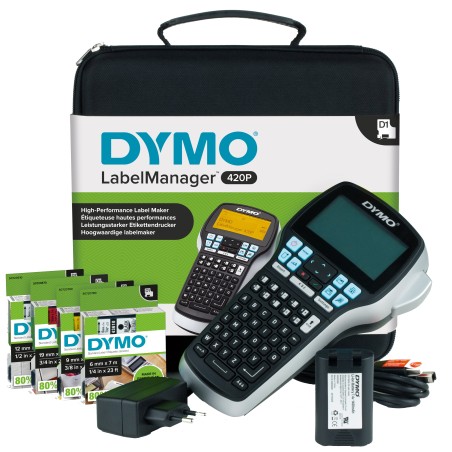 DYMO LabelManager 420P kit de etiquetadora | Impresora de etiquetas portátil y recargable de alto rendimiento | teclado ABCcon