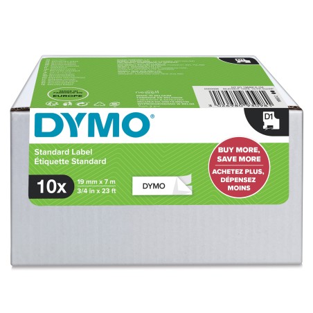 DYMO D1 etiquetas auténticas | impresión negra sobre fondo blanco | 19 mm × 7 m | etiquetas autoadhesivas para etiquetadoras