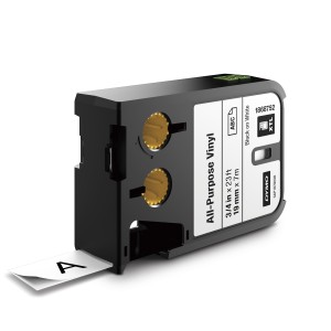 DYMO XTL etiquetas multiuso de vinilo de 19 mmde color negro sobre fondo blanco