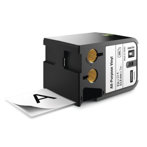 DYMO XTL etiquetas multiuso de vinilo de 54 mmde color negro sobre fondo blanco
