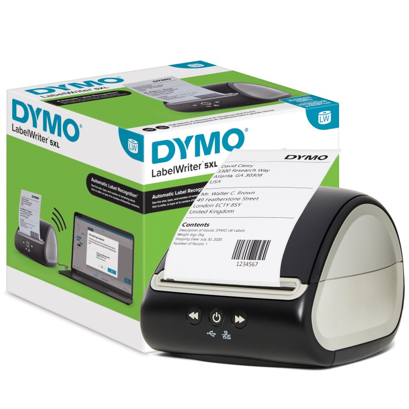 DYMO LabelWriter 5XL Impresora de etiquetas | Reconocimiento automático de etiquetas | Imprime etiquetas de envío extraanchas