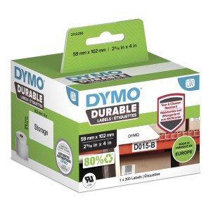 DYMO LW auténticas etiquetas durables | 59mm × 102mm | rollo de 300 etiquetas autoadhesivas "White Poly" | Etiquetas que duran