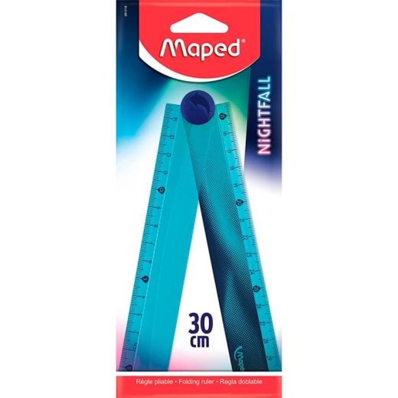 MAPED REGLA PLEGABLE NIGHTFALL 15/30 CM BLISTER AZUL