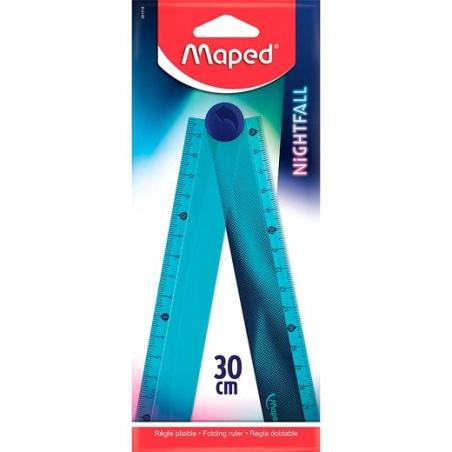 MAPED REGLA PLEGABLE NIGHTFALL 15/30 CM BLISTER AZUL