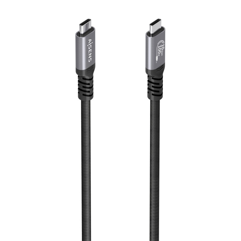 AISENS Cable USB 3.2 Gen2 Aluminio 10Gbps 8K@30Hz 5A 100W E-Mark, Tipo USB-C M-USB-C M, Negro, 5.0m