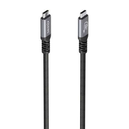 AISENS Cable USB 3.2 Gen2 Aluminio 10Gbps 8K@30Hz 5A 100W E-Mark, Tipo USB-C M-USB-C M, Negro, 5.0m