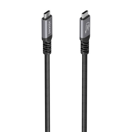 AISENS Cable USB4 Gen3x2 Aluminio 40Gbps 8K@60Hz 5A 48V 240W E-Mark, Tipo USB-C M-USB-C M, Negro, 2.0m