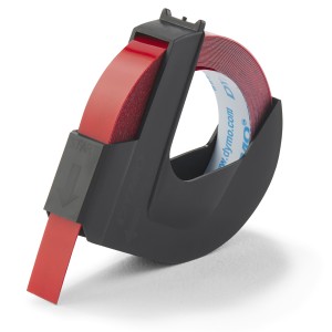 DYMO auténtica etiquetas de estampación 3D | 9 mm x 3 m | Rojo | Autoadhesivas | para las etiquetadoras de estampado | 1 rollo
