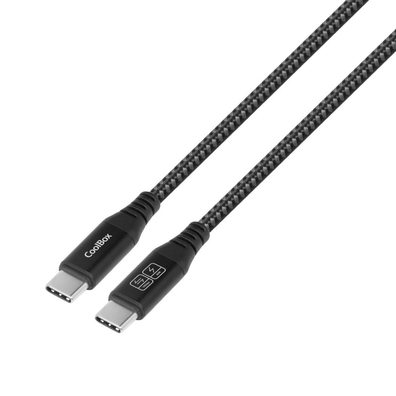 CoolBox CABLE TRENZADO USB-C USB-C 3.2 GEN2 DATOS 10GBPS + CARGA RAPIDA 60W ALUMINIO
