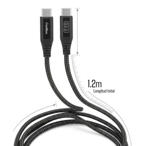 CoolBox CABLE TRENZADO USB-C USB-C 3.2 GEN2 DATOS 10GBPS + CARGA RAPIDA 60W ALUMINIO