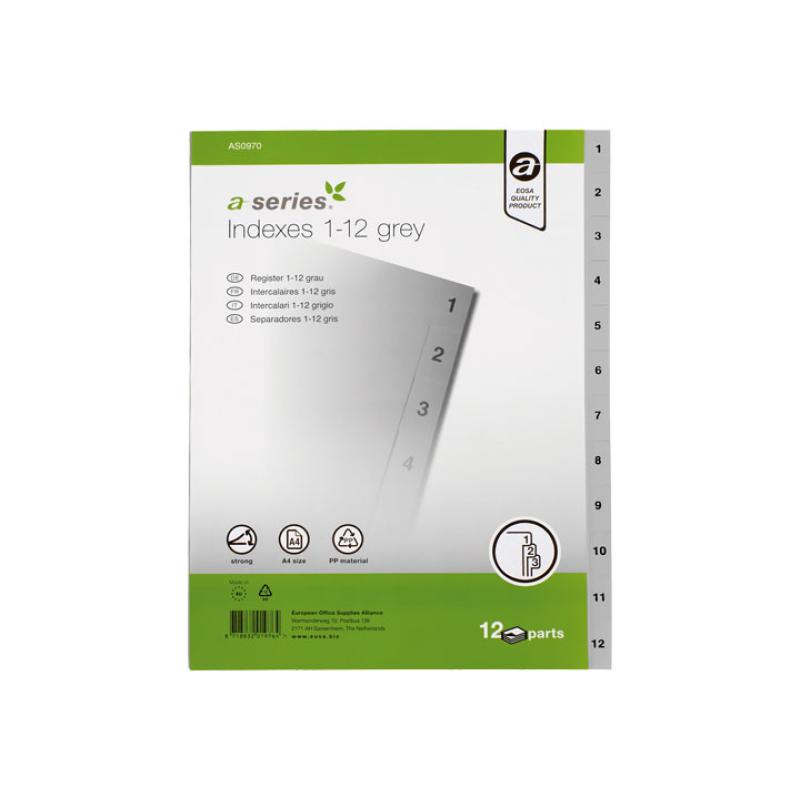 INDICE A-SERIES 1-12 PP A4 GRIS AS0970