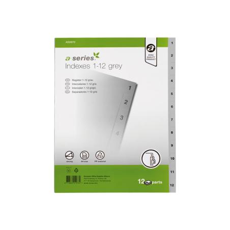 INDICE A-SERIES 1-12 PP A4 GRIS AS0970