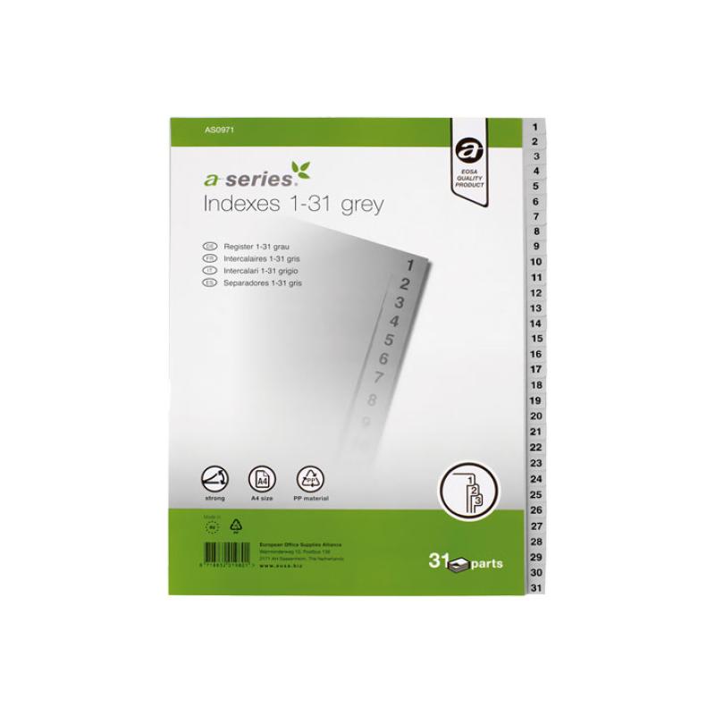 INDICE A-SERIES 1-31 PP A4 GRIS AS0971