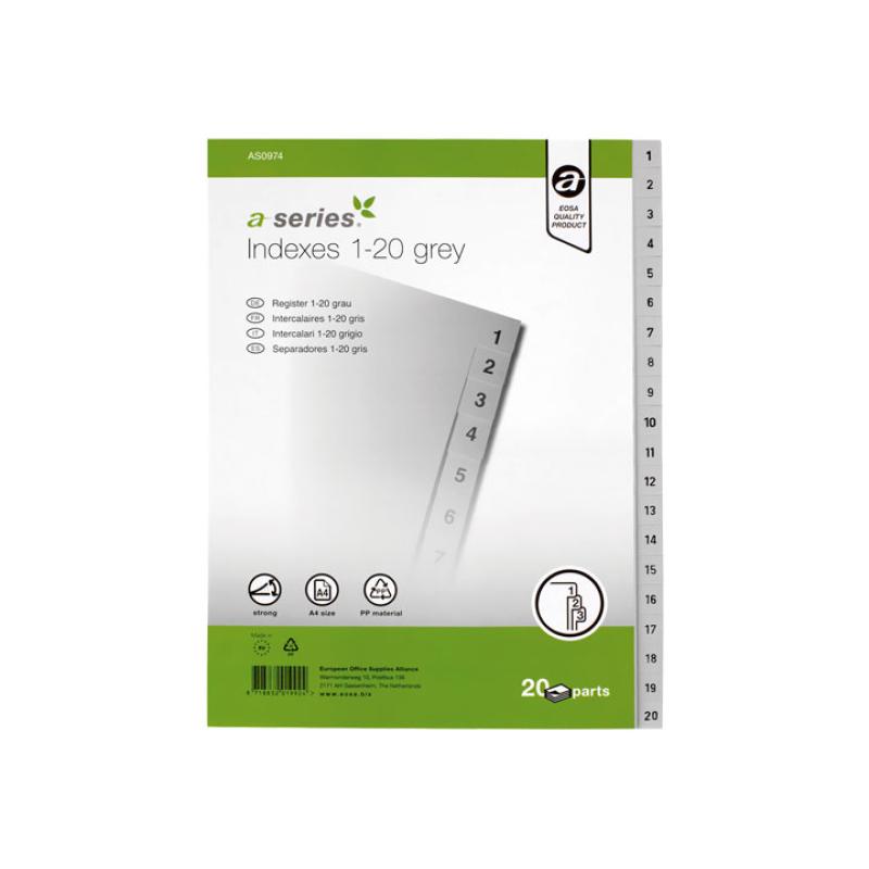 INDICE A-SERIES 1-20 PP A4 GRIS AS0974