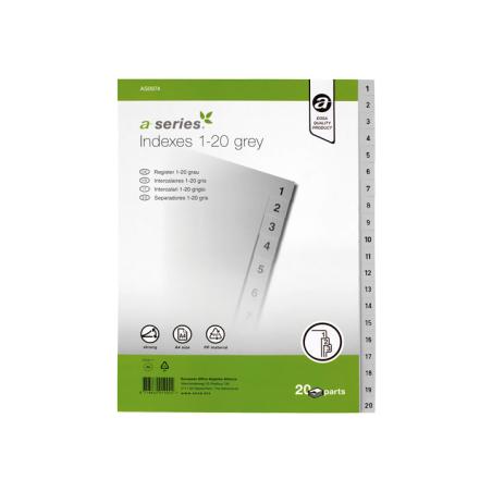 INDICE A-SERIES 1-20 PP A4 GRIS AS0974
