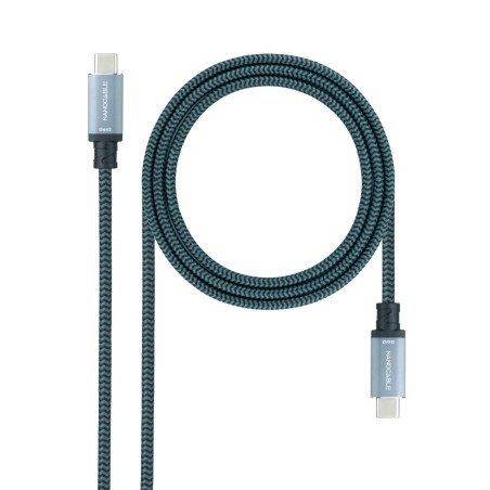 Nanocable Cable USB 3.1 Gen2 10Gbps 5A, 4K 60Hz, USB-C M-USB-C M, Gris Negro, 0.5 m