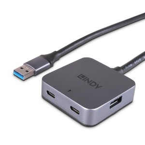 Lindy 43388 hub de interfaz USB 3.2 Gen 1 (3.1 Gen 1) Type-A 5000 Mbit s Negro, Gris