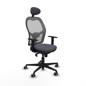 Jorquera sincro malla gris bali gris oscuro brazos 1D base nailon cabecero fijo ruedas 65mm engomada