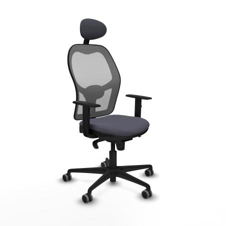 Jorquera sincro malla gris bali gris oscuro brazos 1D base nailon cabecero fijo ruedas 65mm engomada