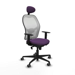 Jorquera sincro malla blanca bali morado brazos 1D base nailon cabecero fijo ruedas 65mm engomada
