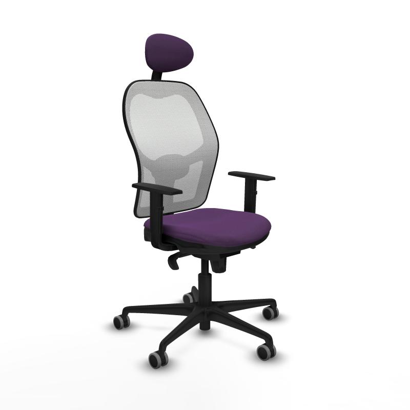 Jorquera sincro malla blanca bali morado brazos 1D base nailon cabecero fijo ruedas 65mm engomada