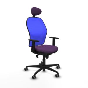 Jorquera sincro malla azul bali morado brazos 1D base nailon cabecero fijo ruedas 65mm engomada