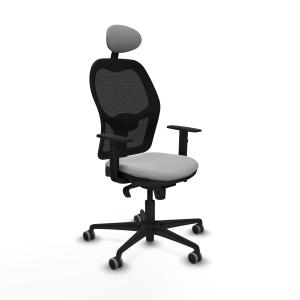 Jorquera sincro malla negra bali gris claro brazos 1D base nailon cabecero fijo ruedas 65mm engomada