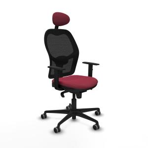 Jorquera sincro malla negra bali granate brazos 1D base nailon cabecero fijo ruedas 65mm engomada