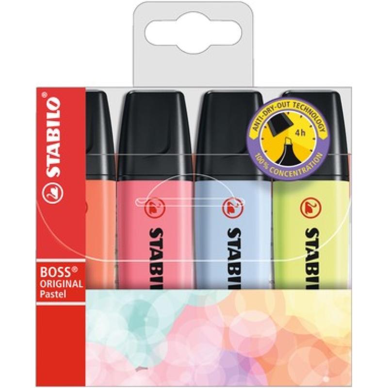 Boss Original Pastel marcador 4 pieza(s) Punta de cincel Multicolor 70/4-3 Pack 5 Unid.
