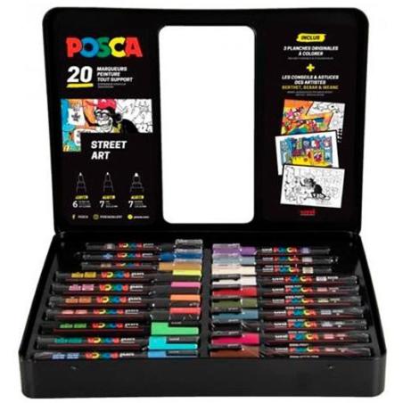 Maletín Metálico Uni-Ball Posca 20 Rotuladores Surtido