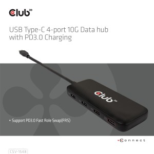 CLUB3D CSV-1548 hub de interfaz USB 3.2 Gen 1 (3.1 Gen 1) Type-C Negro