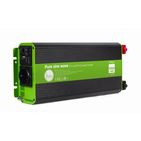 EG-PWC-PS1000-01 adaptador e inversor de corriente Auto 1000 W Negro, Verde