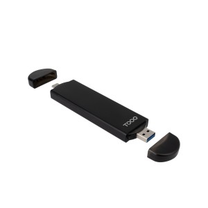 TooQ Caja Externa USB-C M + USB-A M para SSD M.2 NGFF NVMe, Negra